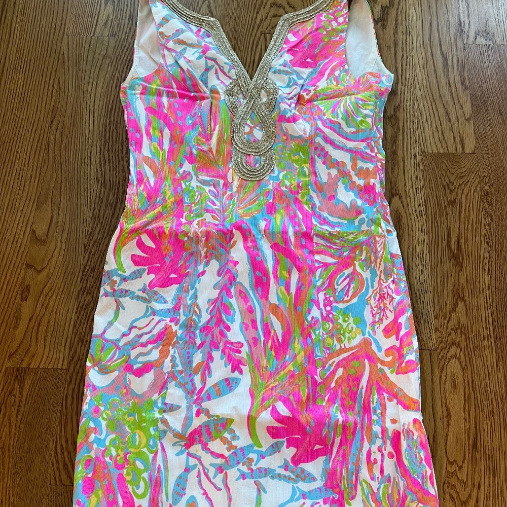 Lily Pulitzer multi color with gold cocktail dress